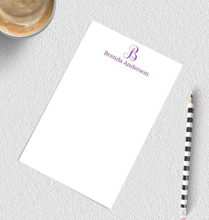 Monogram personalized notepad.