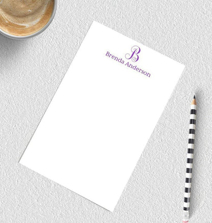 Monogram personalized notepad.