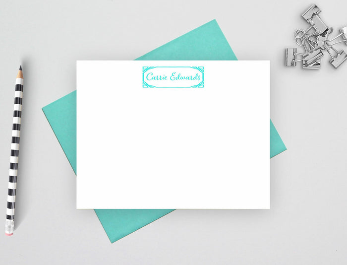 Decorative design personalized note cards.