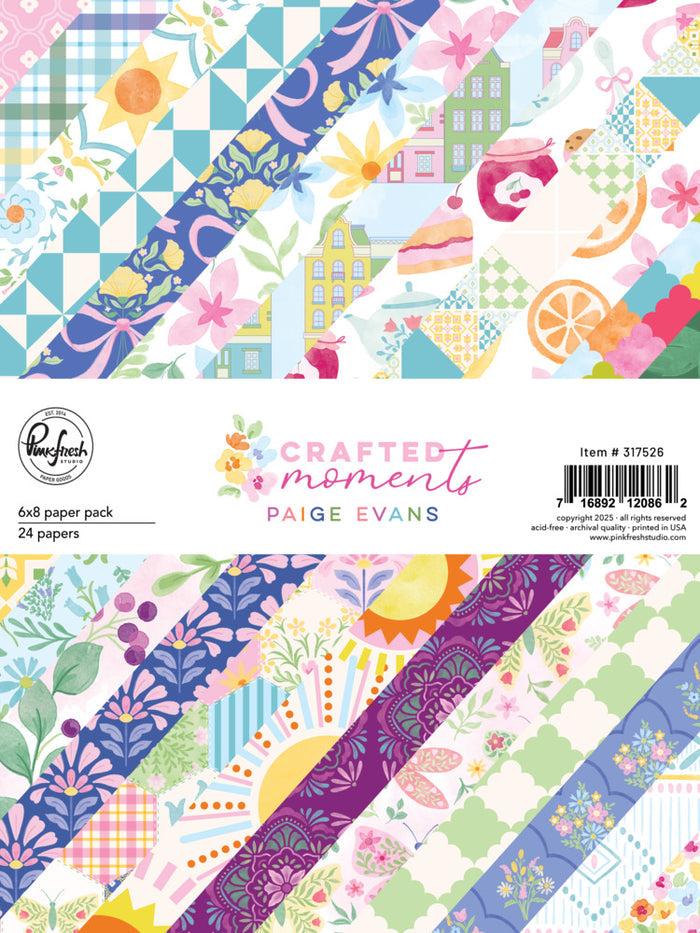 Pinkfresh Studio - Paige Evans - 6X8 Paper Pack - Crafted Moments. Includes 24 Sheets. Available at Embellish Away located in Bowmanville Ontario Canada.