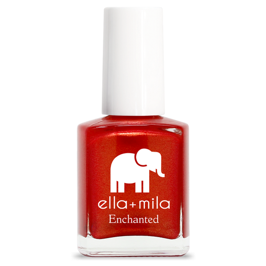 Poison Apple bright red golden shimmer nail polish bottle – ella+mila Enchanted