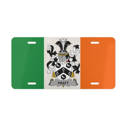 Irish flag license plate featuring the Pratt family crest