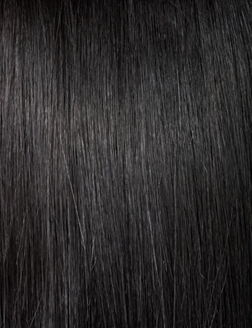 OUTRE pre-braided lace frontal wig natural jet black straight hair texture close up