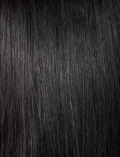 OUTRE pre-braided lace frontal wig natural jet black straight hair texture close up