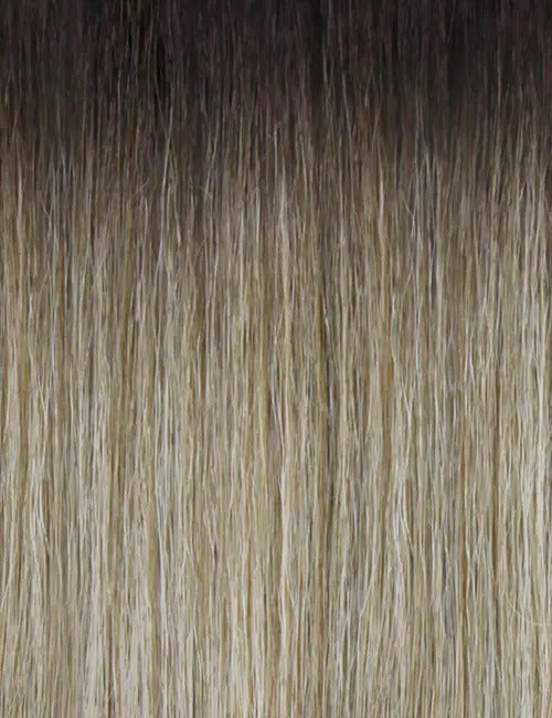 OUTRE sleek straight wrap ponytail extension dark brown to ash blonde ombre silky straight hair