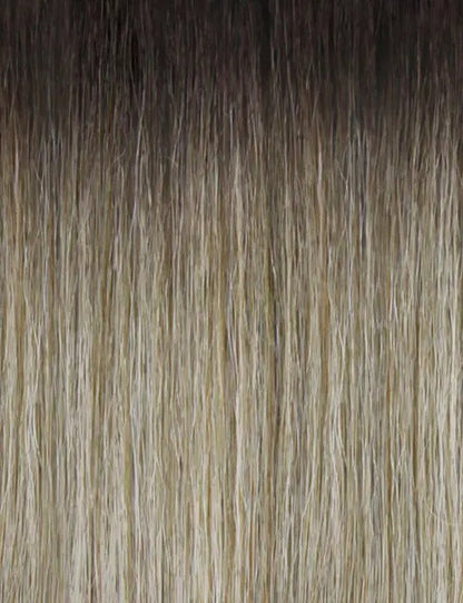 OUTRE sleek straight wrap ponytail extension dark brown to ash blonde ombre silky straight hair