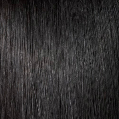 OUTRE sleek straight wrap ponytail extension in natural black close up straight hair texture