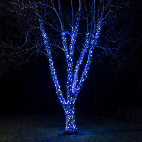 Pro Connect 15m 150 Blue & White Connectable String Lights Black Cable