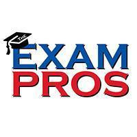 Exam Pros logo with a graduation cap on the letter E in blue and red text for exam preparation services