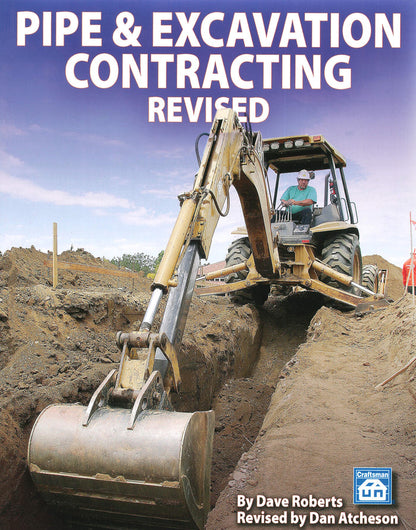 Cover of Pipe and Excavation Contracting Revised book showing excavator digging a trench at construction site