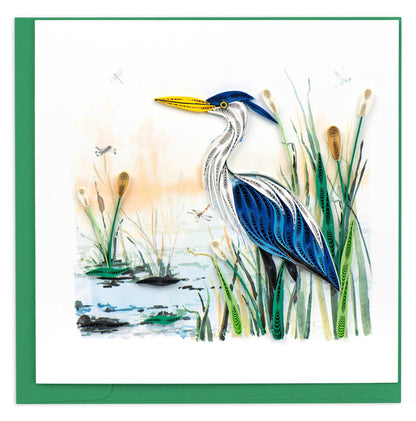 Quilling Card - Quilled Great Blue Heron Greeting Card
