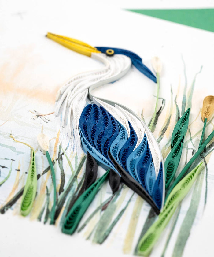 Quilling Card - Quilled Great Blue Heron Greeting Card