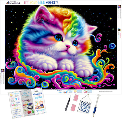 Rainbow Kitten In The Clouds