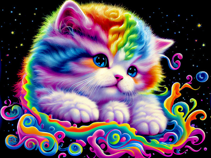 Rainbow Kitten In The Clouds
