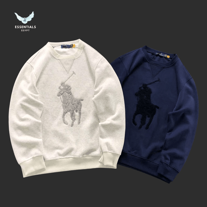 Ralph Lauren Big Pony Sweatshirt – White & Navy - ESSENTIALS EGYPT