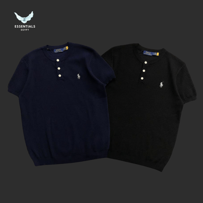 Ralph Lauren Button T-Shirt – Knit Texture Edition - ESSENTIALS EGYPT