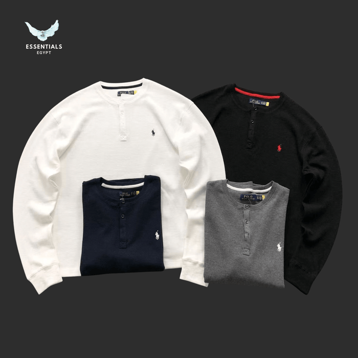 Ralph Lauren Henley Long Sleeve – Three - Button Cotton - ESSENTIALS EGYPT