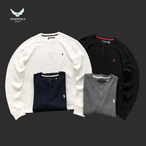 Ralph Lauren Henley Long Sleeve – Three - Button Cotton - ESSENTIALS EGYPT