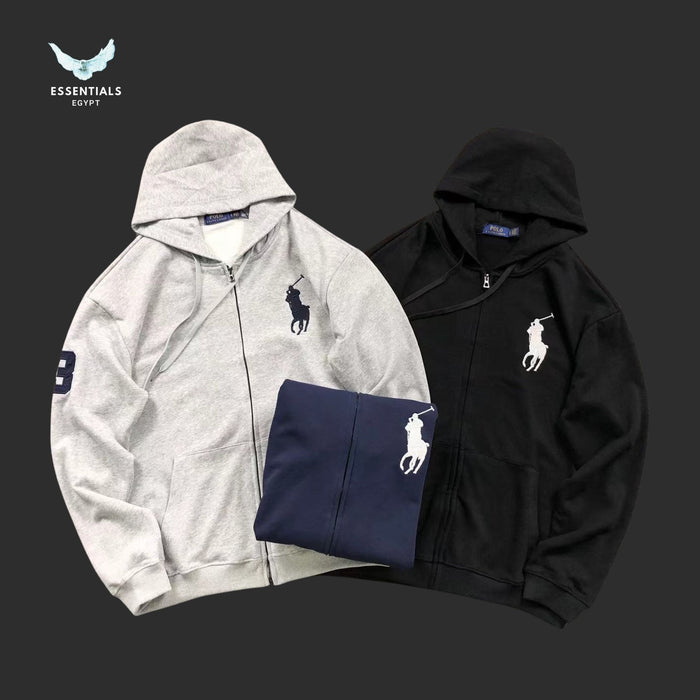 Ralph Lauren Hoodie – Polo Logo Black & Grey - ESSENTIALS EGYPT