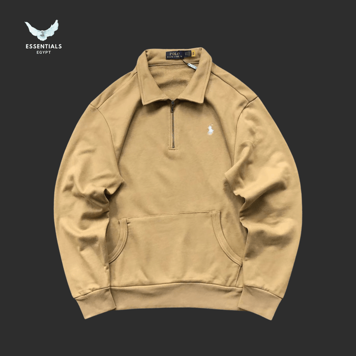 Ralph Lauren Polo Collar Sweatshirt – Olive & Beige - ESSENTIALS EGYPT