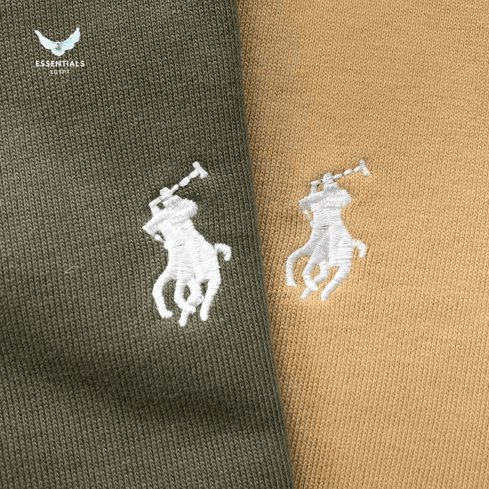 Ralph Lauren Polo Collar Sweatshirt – Olive & Beige - ESSENTIALS EGYPT
