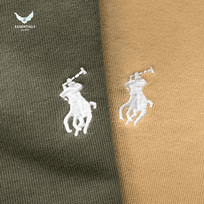 Ralph Lauren Polo Collar Sweatshirt – Olive & Beige - ESSENTIALS EGYPT