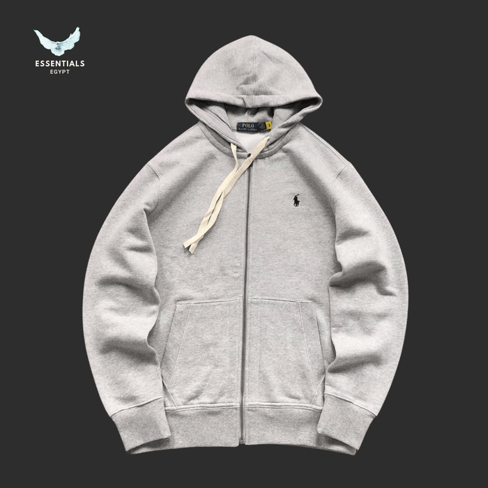 Ralph Lauren Zip Hoodie – Grey & Black - ESSENTIALS EGYPT