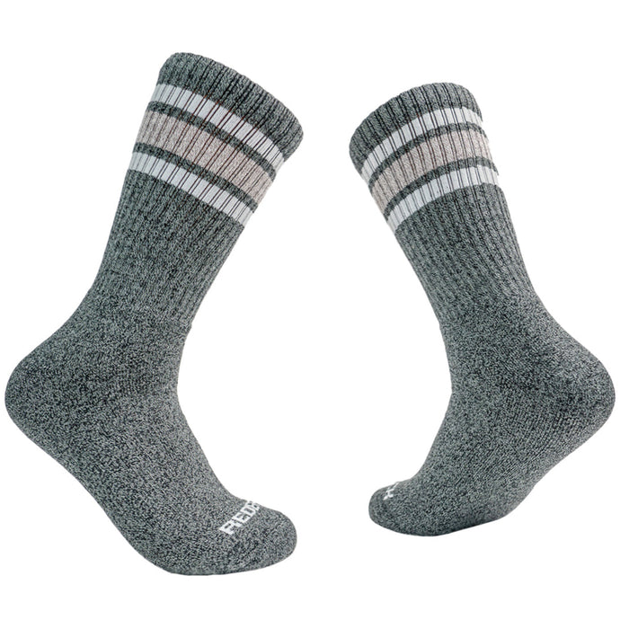 Redback Men's Everyday - Bamboo Crew Sock Socks Redback Charcoal White Tan Stripe L