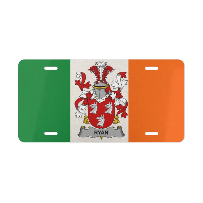 Ryan Family Crest Irish Flag License Plate