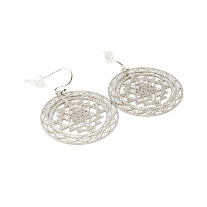 Sacred Geo Sri Yantra Silver Earrings