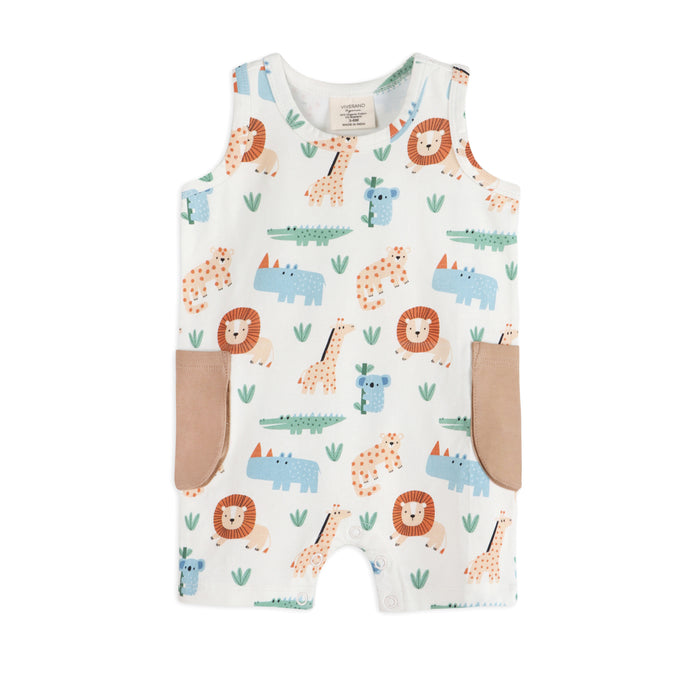 Safari Baby Side Pocket Shortie Romper (Organic Jersey)