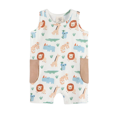 Safari Baby Side Pocket Shortie Romper (Organic Jersey)