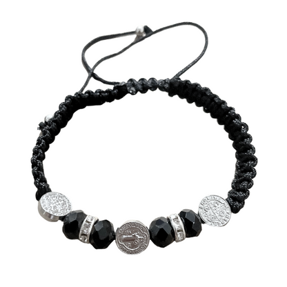 San Benito Protection Bracelet – Saint Benedict Medal Bracelet with Black Beads