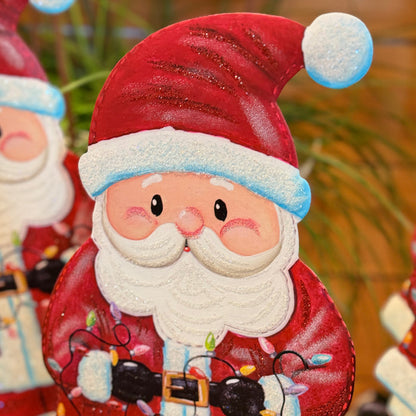 Santa & Lights Yard Stake