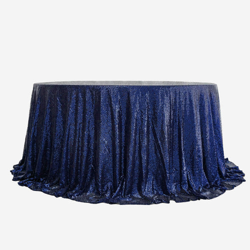Navy sequin tablecloth with elegant draping
