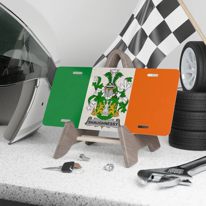 Shaughnessy family crest Irish flag novelty license plate