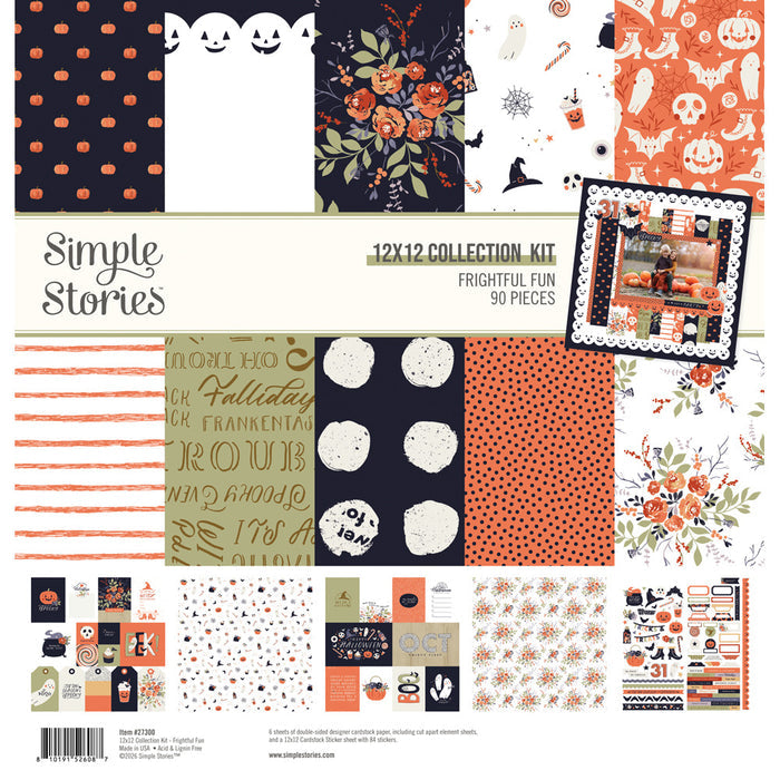 Simple Stories - 12X12 Collection Kit - Frightful Fun. Halloween inspired; 6 sheets of double-sided. At Embellish Away in Bowmanville Ontario Canada.