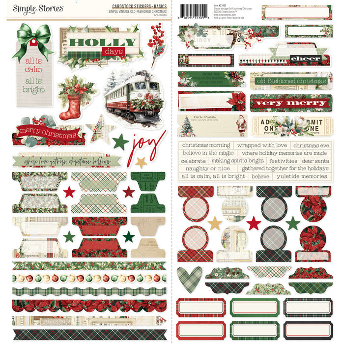 Simple Stories - Cardstock Stickers - Simple Vintage Old-Fashioned Christmas - Basics. 82 stickers. Available at Embellish Away located in Bowmanville Ontario Canada