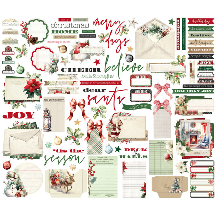 Simple Stories - Journal Bits & Pieces - Simple Vintage Old-Fashioned Christmas. 89 Die Cut Pieces. Available at Embellish Away in Bowmanville Ontario Canada.