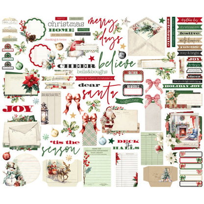 Simple Stories - Journal Bits & Pieces - Simple Vintage Old-Fashioned Christmas. 89 Die Cut Pieces. Available at Embellish Away in Bowmanville Ontario Canada.