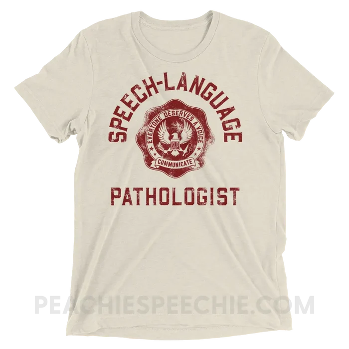 SLP University Tri-Blend Tee - Crimson/Oatmeal Triblend / XS - T-Shirts & Tops peachiespeechie.com