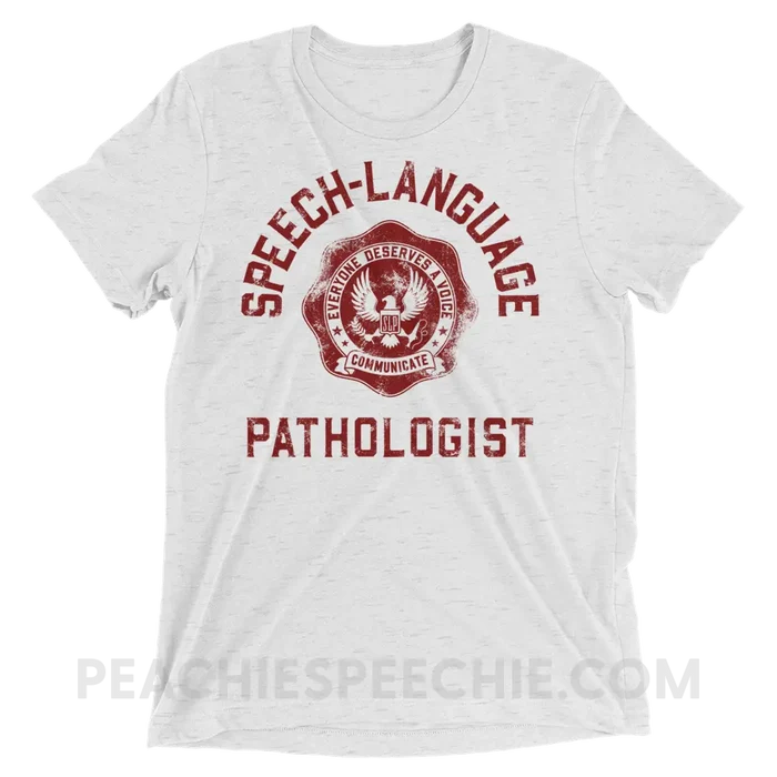SLP University Tri-Blend Tee - Crimson/White Fleck / XS - T-Shirts & Tops peachiespeechie.com