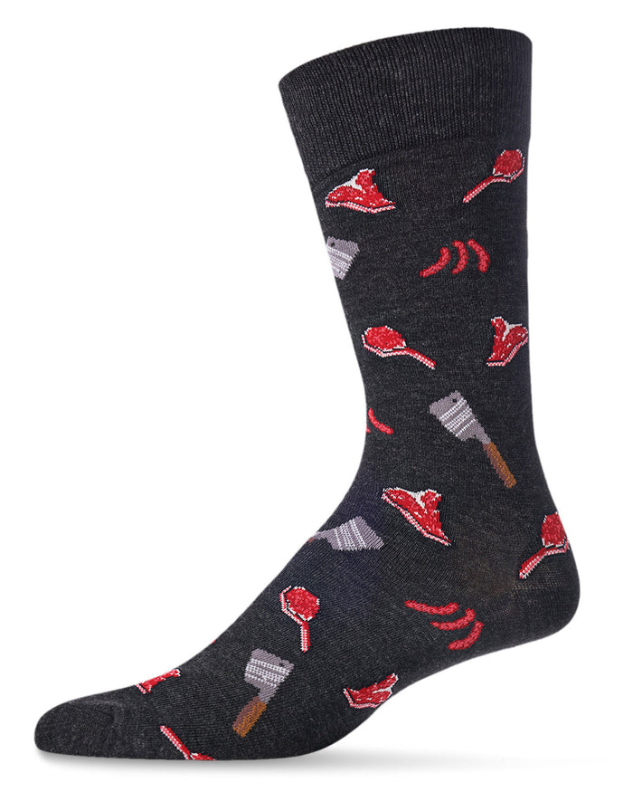 SOCKS MENS MEATS GRAY, BAMBOO
