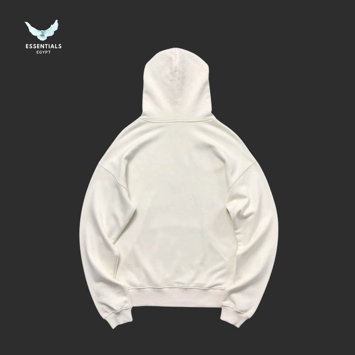 Cream Sp5der hoodie with large scorpion print and red logo text