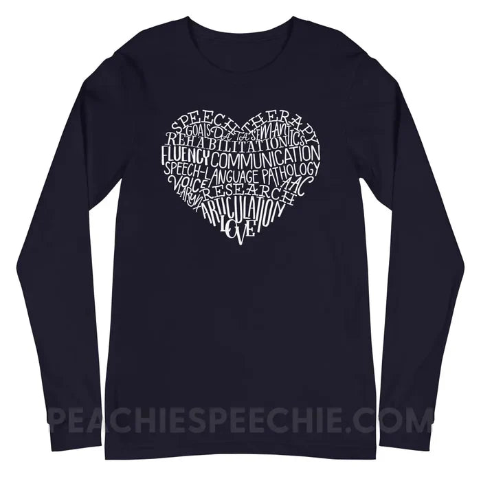 Speech Heart Premium Long Sleeve - Navy / S - T-Shirts & Tops peachiespeechie.com