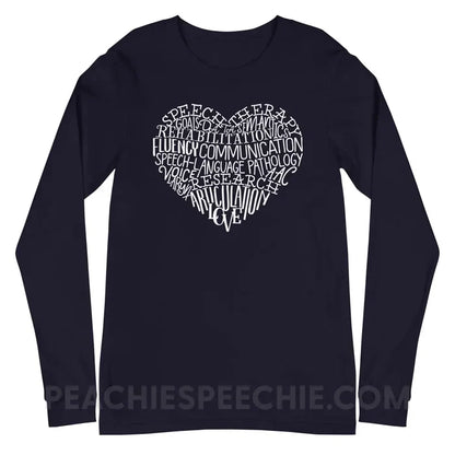 Speech Heart Premium Long Sleeve - Navy / S - T-Shirts & Tops peachiespeechie.com