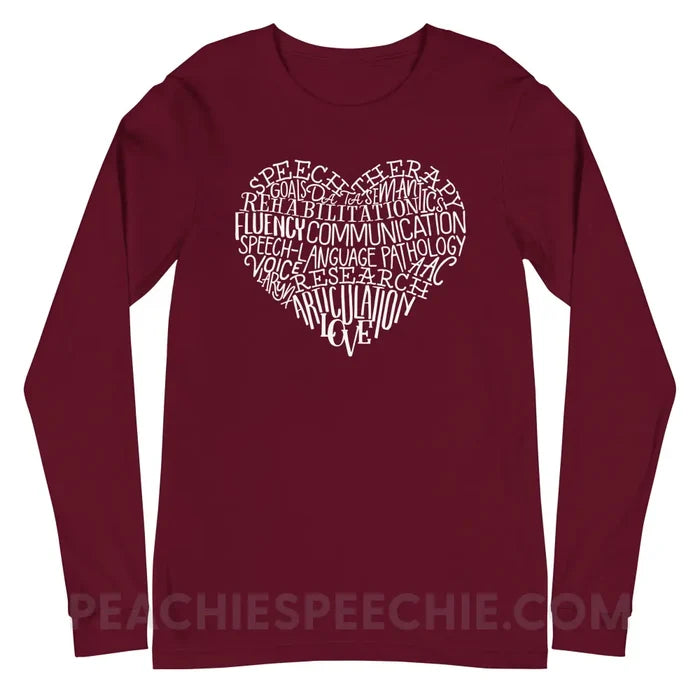 Speech Heart Premium Long Sleeve - Maroon / S - T-Shirts & Tops peachiespeechie.com