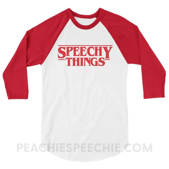 Speechy Things Baseball Tee - White/Red / XS - T-Shirts & Tops peachiespeechie.com