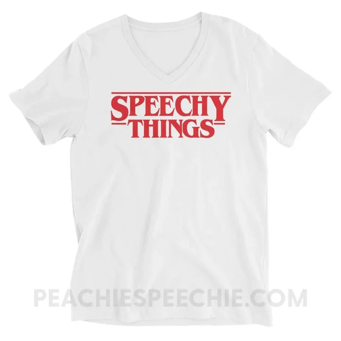 Speechy Things Soft V-Neck - White / S - T-Shirts & Tops peachiespeechie.com