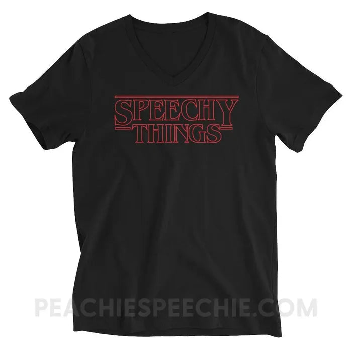 Speechy Things Soft V-Neck - Black / S - T-Shirts & Tops peachiespeechie.com